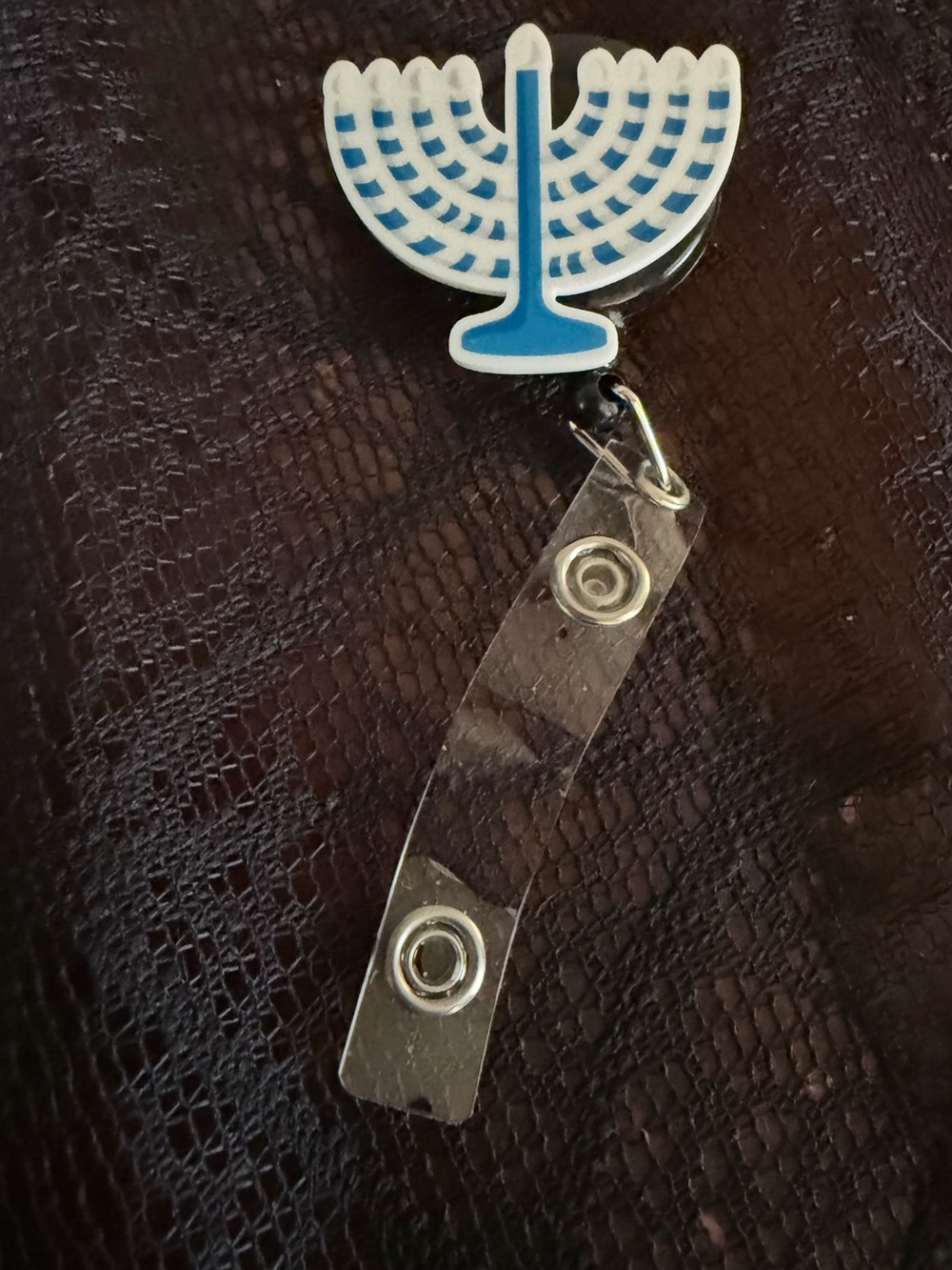 Blue Menorah Badge Reel ID Holder